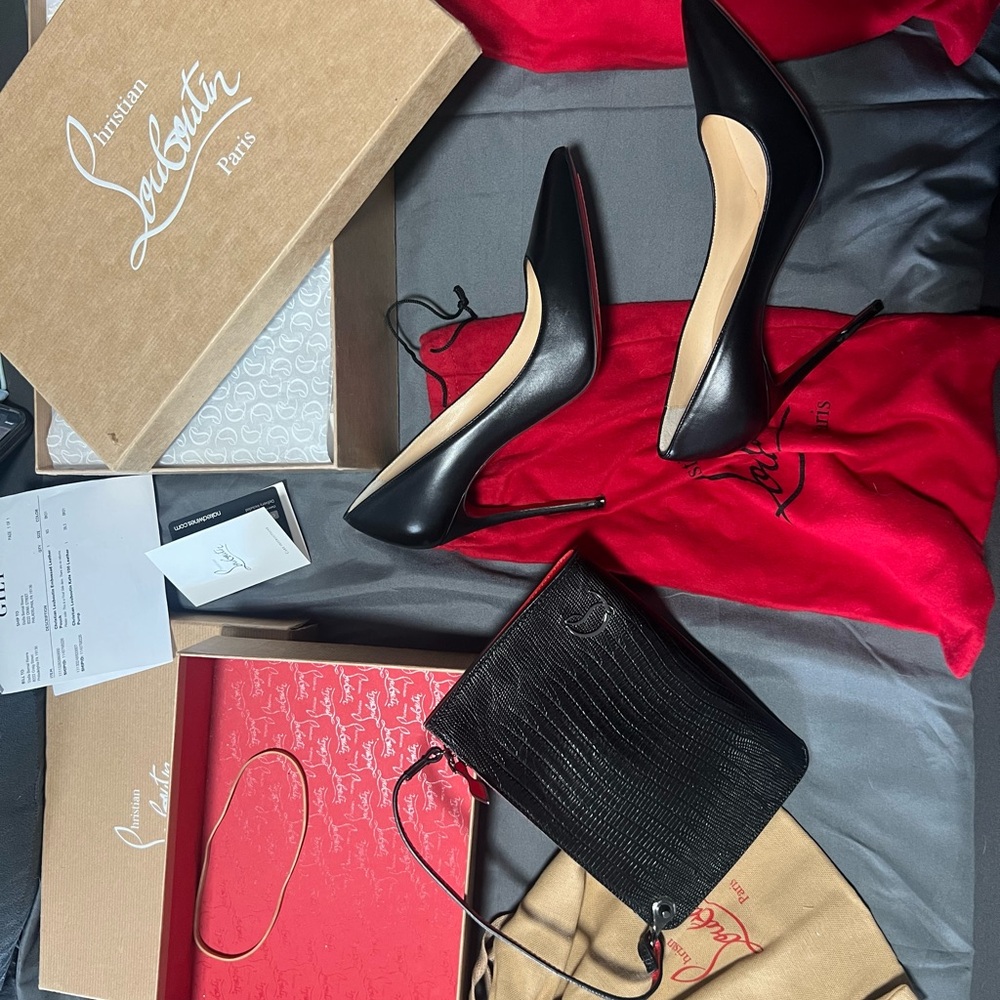 Christian Louboutin Black Pumps and Clutch Set